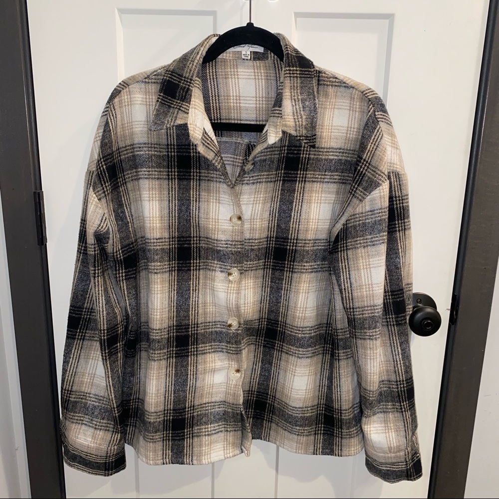 Neutral Plaid Shacket - image 3